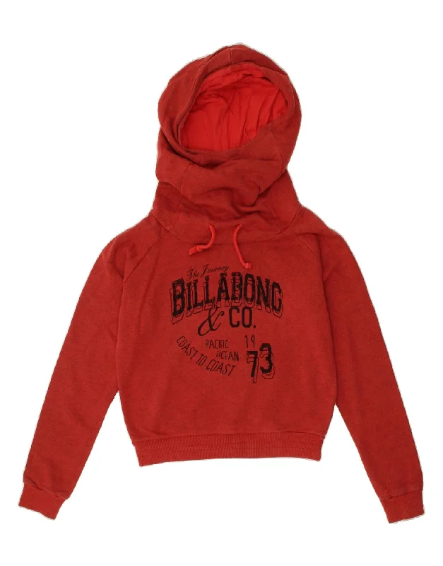 Loyalty Reward BILLABONG Womens Crop Graphic Hoodie Jumper UK 10 Small Red Flecked Cotton Loyalty Reward BILLABONG Womens Crop Graphic Hoodie Jumper UK 10 Small Red Flecked Cotton