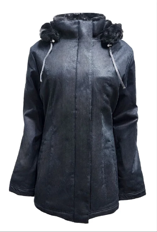 Great Deals HoodLamb Women's Black Classic Natural Hemp Warm Hooded Parka 420 Large NWT