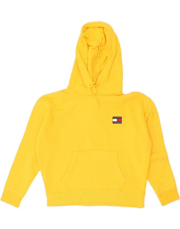 Overstock TOMMY HILFIGER Womens Oversized Hoodie Jumper UK 10 Small Yellow Cotton