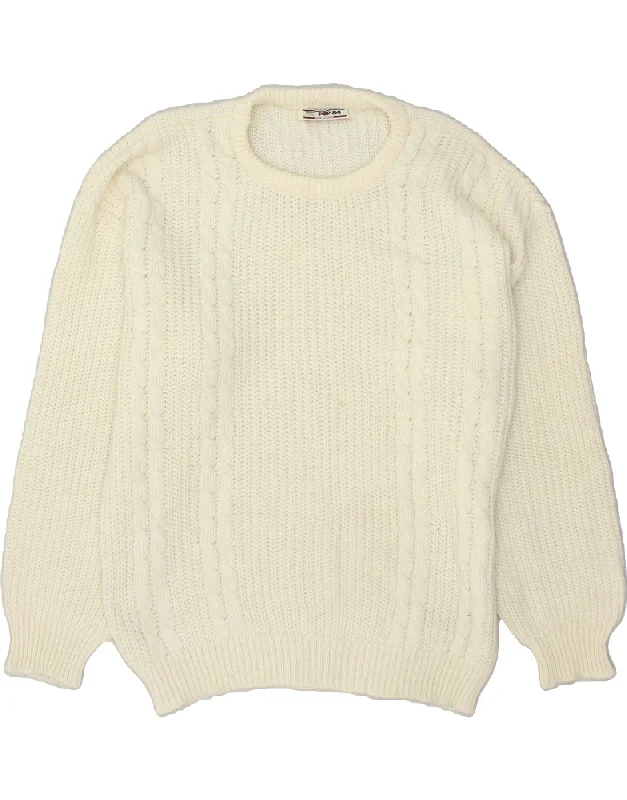Super Sale POP 84 Womens Crew Neck Jumper Sweater UK 22 3XL Off White Acrylic