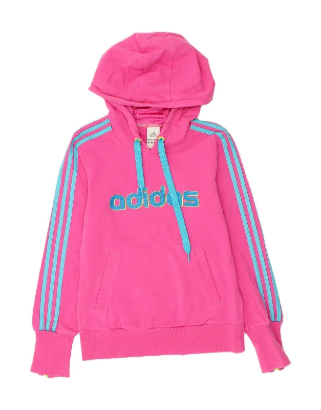 Fantastic Deals ADIDAS Womens Graphic Hoodie Jumper UK 10 Small Pink Cotton