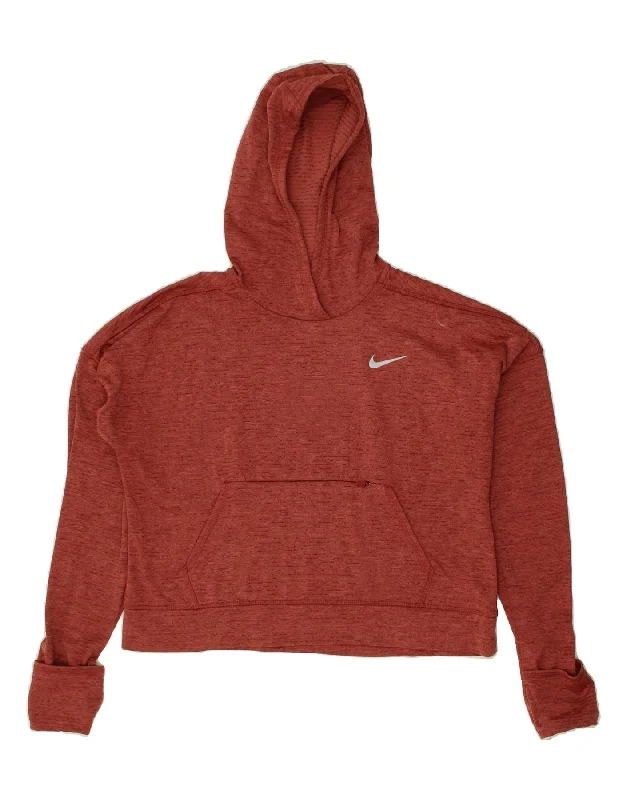 Best Deals NIKE Womens Hoodie Jumper UK 10 Small Brown Pinstripe Polyester