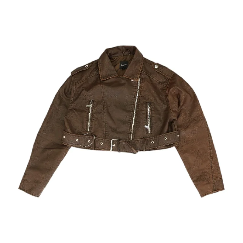 Fantastic Offers Black Solid Faux Leather Jacket