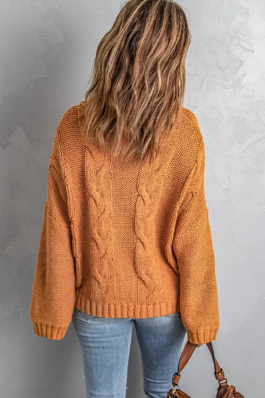Time-Limited Offer Cable Knit Sweater with a Cowl Neck Detail