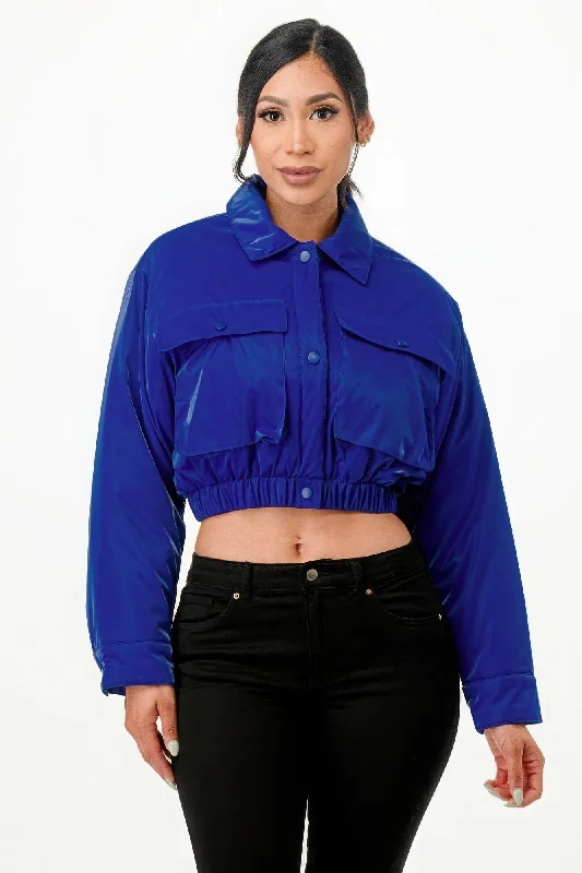 Super Sale Shiny Puffer Bomber Jacket