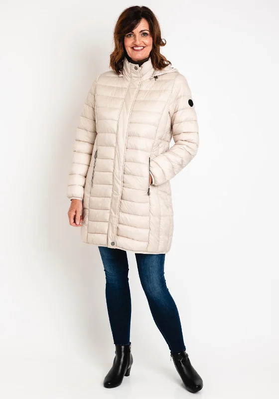 Don't Wait Frandsen Long Quilted Coat, Beige