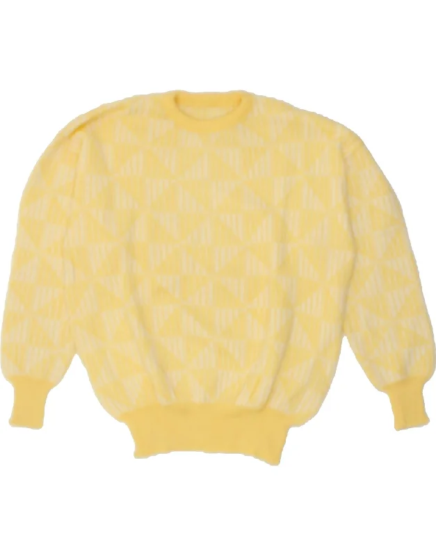 Discount Days VINTAGE Womens Crew Neck Jumper Sweater UK 20 2XL Yellow Geometric