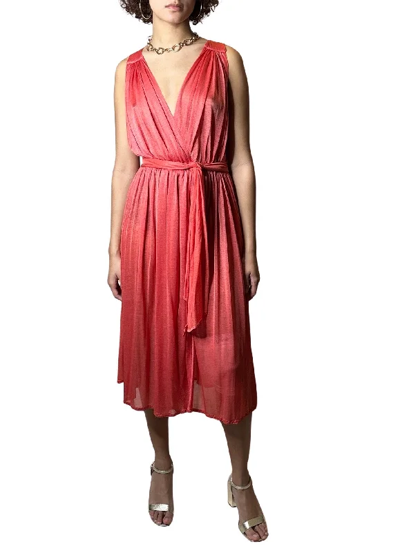 Blowout Sale Gorgeous Slinky Grecian 1970's Vintage Peach Dress UK 8 - 12