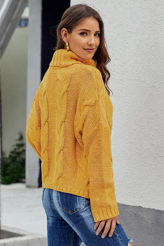 Price Cut Trendy Cable Knit Sweater - Mustard
