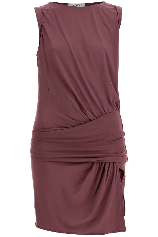 Limited Time The Attico Women's Mini Dress Slim Con Scollo Ampio In Mauve Scuro In Viscosa