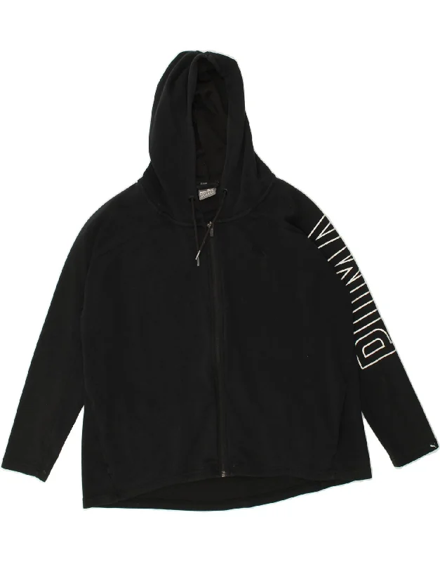 Daily Specials PUMA Womens Oversized Graphic Zip Hoodie Sweater UK 8 Small Black