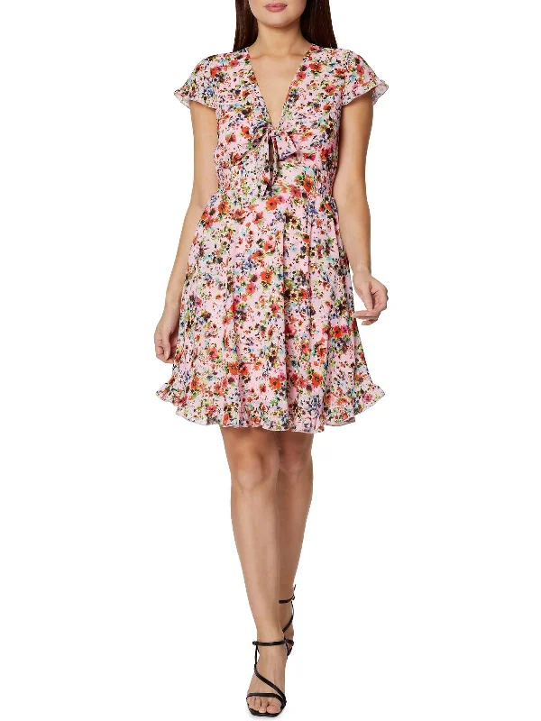 Flash Sale Womens Floral Ruffle Mini Dress