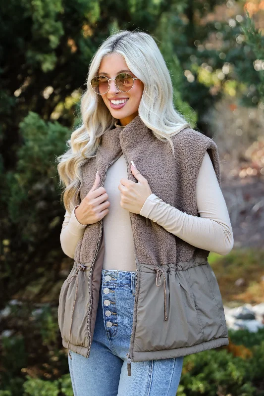 Super Bargain Warm Aesthetic Mocha Sherpa Vest