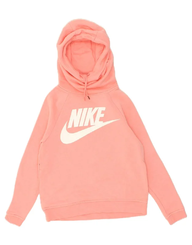 Exclusive Preview NIKE Womens Graphic Hoodie Jumper UK 6 XS Pink Cotton