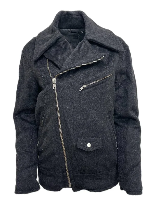 Hot Deal BLK DNM Women's Charcoal Grey Melange Wool Jacket 48 #WKW8601 Size S NWT