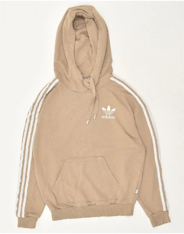 Time-Limited Offer ADIDAS Womens Graphic Hoodie Jumper UK 6 XS Beige Cotton