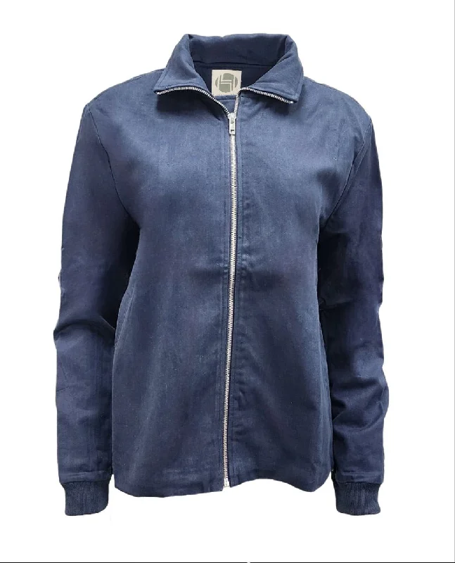 Midnight Madness HoodLamb Women's Navy Side Zip Collared Natural Hemp Jacket 420 NWT