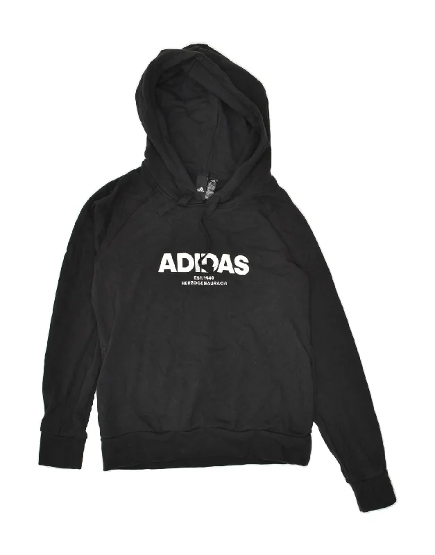 Great Bargains ADIDAS Womens Graphic Hoodie Jumper UK 12/14 Medium Black Cotton