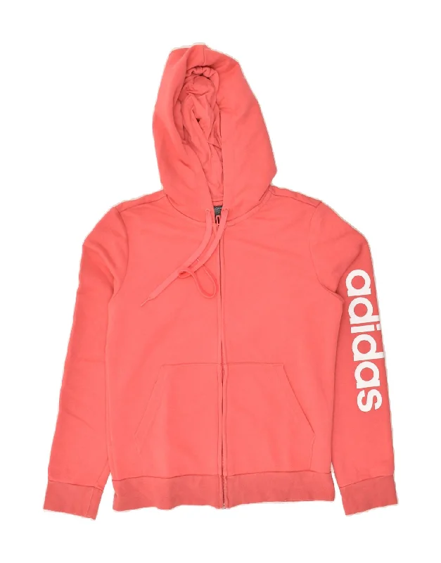 Price Drop Alert ADIDAS Womens Graphic Zip Hoodie Sweater UK 8/10 Small Pink Cotton