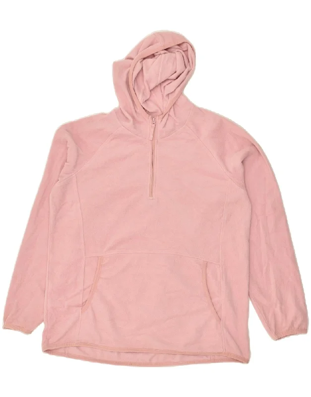 Don't Wait MOUNTAIN WAREHOUSE Womens Zip Neck Hooded Fleece Jumper UK 16 Large Pink