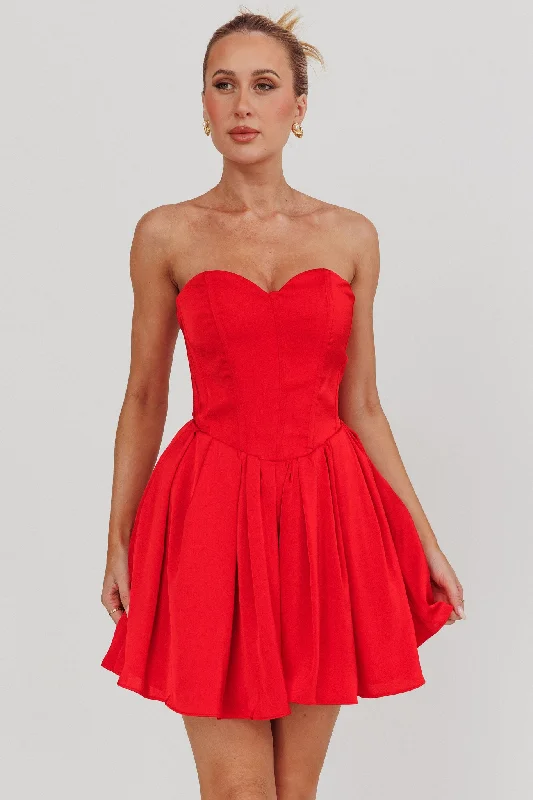 Factory Direct Sale What I Like Sweetheart Neckline Mini Dress Red