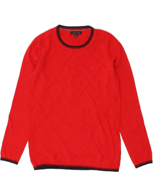Mega Deal TOMMY HILFIGER Womens Crew Neck Jumper Sweater UK 10 Small Red