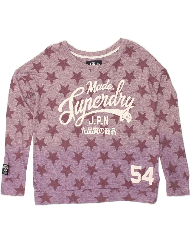Value Deals SUPERDRY Womens Graphic Sweatshirt Jumper UK 14 Medium Purple Viscose
