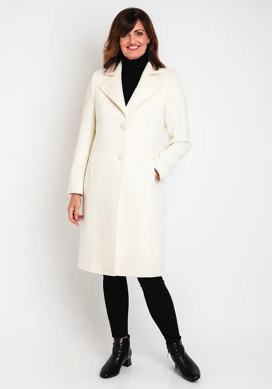 Friends and Family Sale Christina Felix Notch Collar Wool Cashmere Blend Long Coat, Winter White