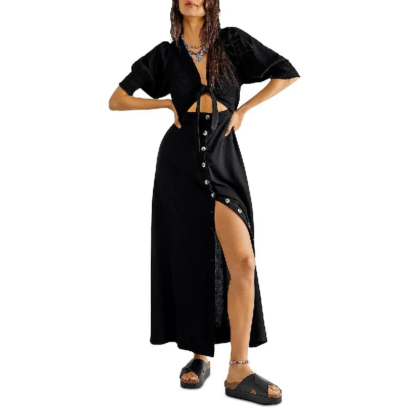 Deal Alert String Of Hearts Womens Cut-Out Knot Front Maxi Dress