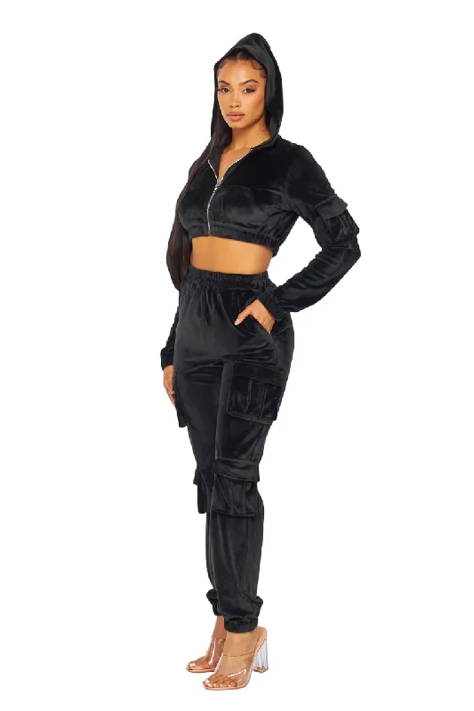 Buy Now Hot & Delicious Women's Better Days Velvet Hooded Crop Top Sweater