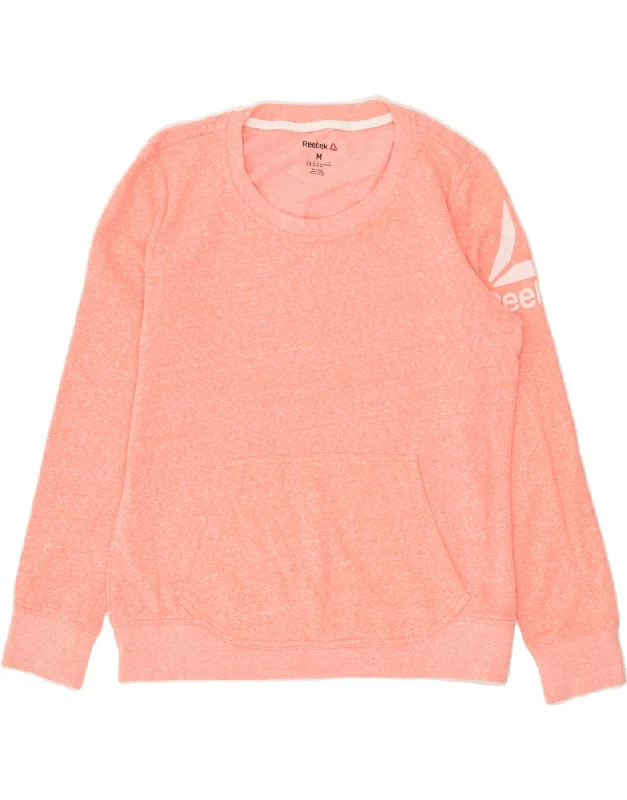 Exclusive Deal REEBOK Womens Graphic Sweatshirt Jumper UK 12/14 Medium Pink Flecked