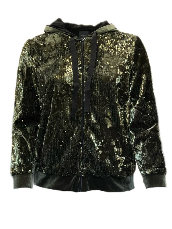 Deal Dash Marina Rinaldi Women's Green Olmio Sequined Jacket Size S NWT