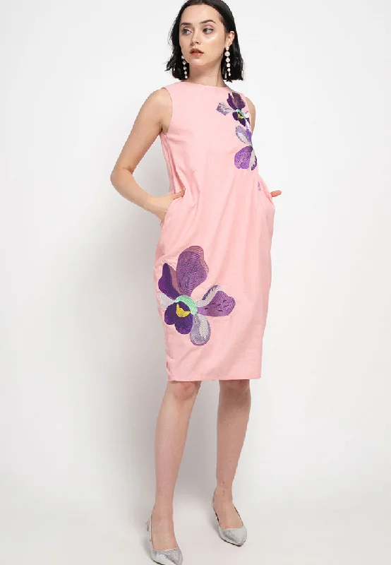 Savings Galore VANDA Peach Tulip Dress