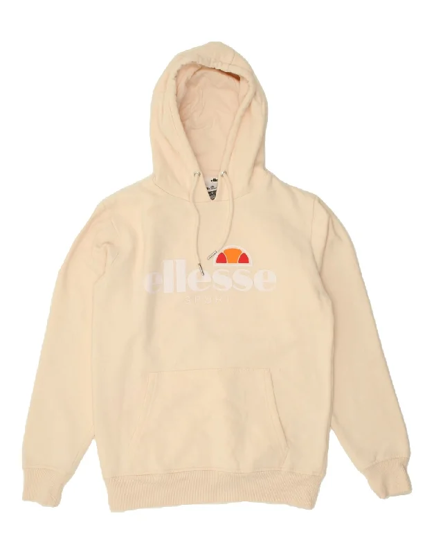 Value Deals ELLESSE Womens Graphic Hoodie Jumper UK 12 Medium  Beige Cotton