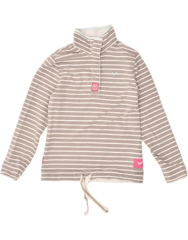 Overstock JOULES Womens Button Neck Sweatshirt Jumper UK 12 Medium  Grey Striped