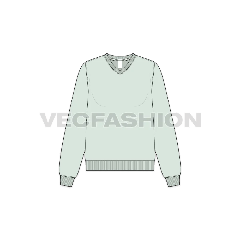 Mega Deal Womens Basic V-neck Sweatshirt