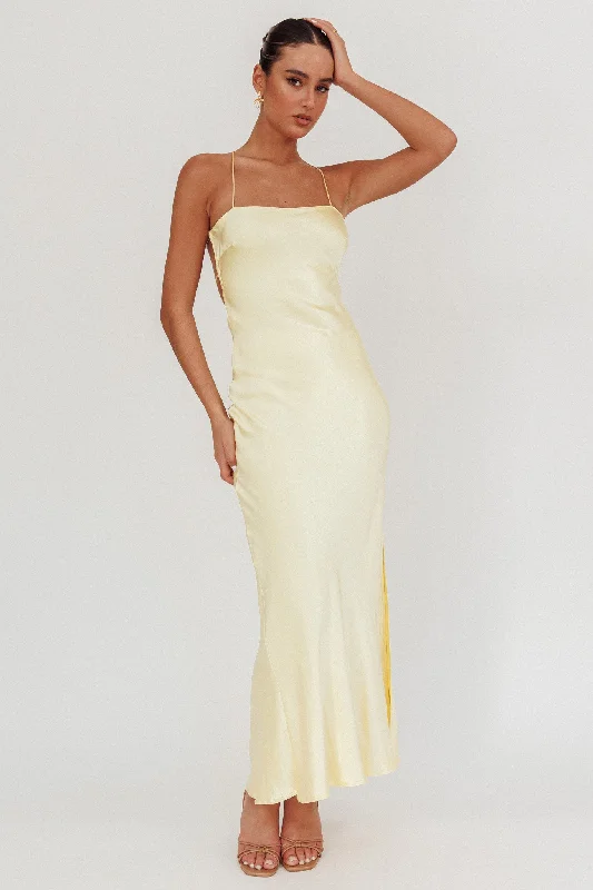 Value Deals Dolce Life Backless Satin Maxi Dress Butter