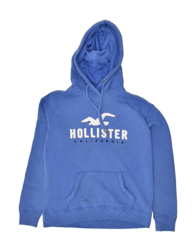 Bargain Prices HOLLISTER Womens Oversized Graphic Hoodie Jumper UK 6 XS Blue Cotton