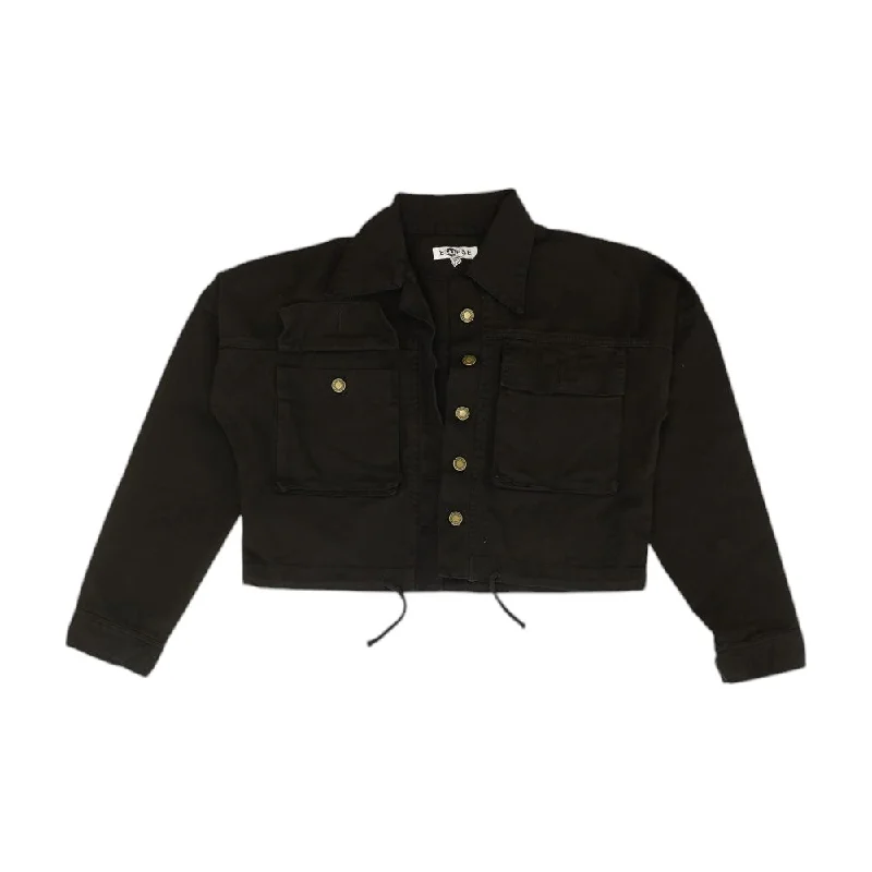 Deal Dash Black Solid Denim Jacket