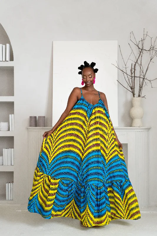 Closeout RIYIKE African print Summer Maxi dress