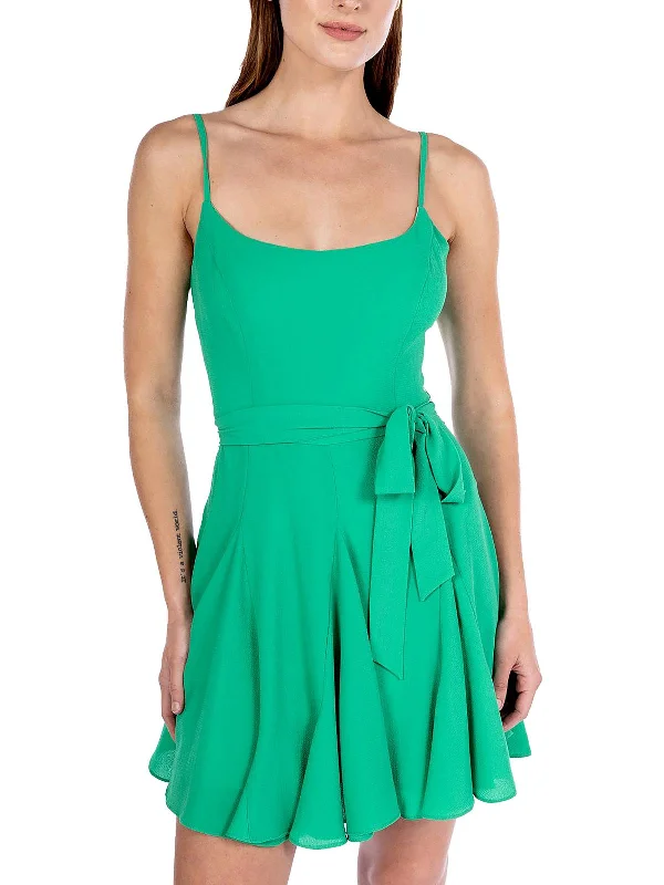 Major Savings Juniors Womens Belted Mini Fit & Flare Dress