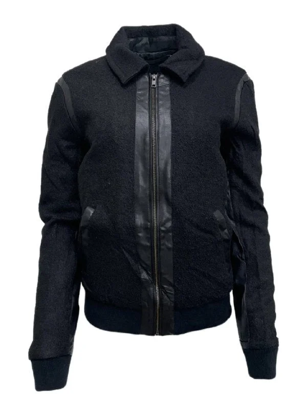 Low Prices BLK DNM Women's Black Faux Leather Detail Jacket 72 #WKV4501 Size Small NWT