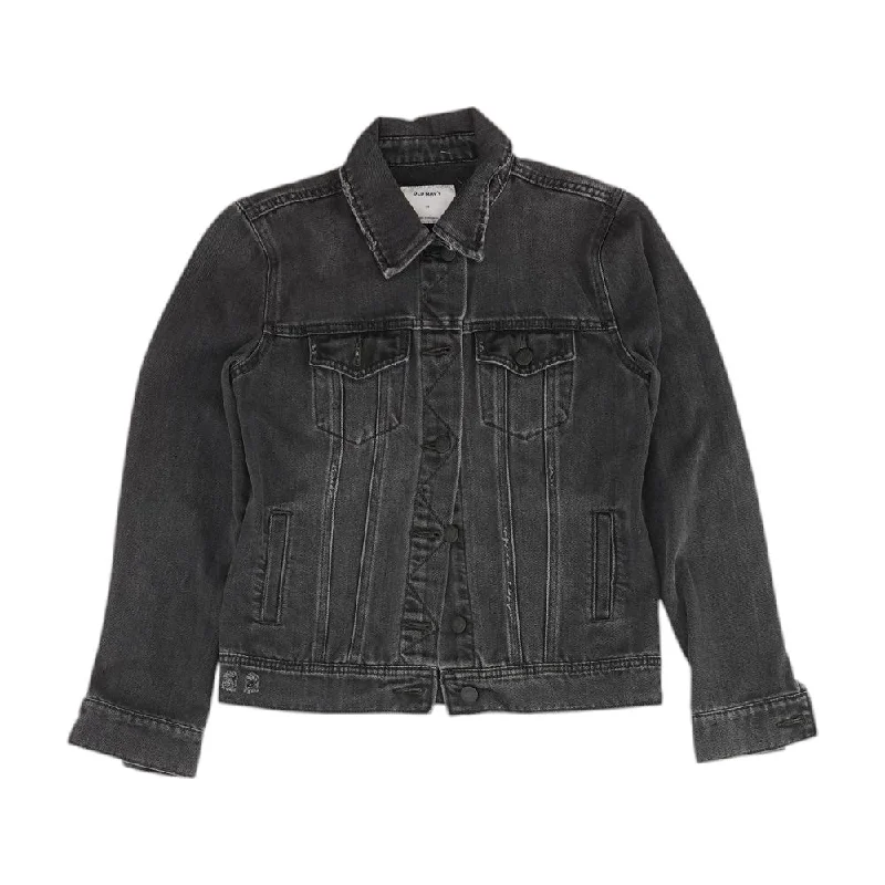 Instant Savings Black Solid Denim Jacket