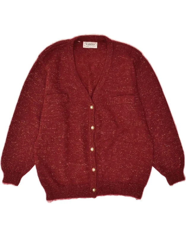 Steals and Deals VINTAGE Womens Cardigan Sweater IT 46 Large Maroon Mohair