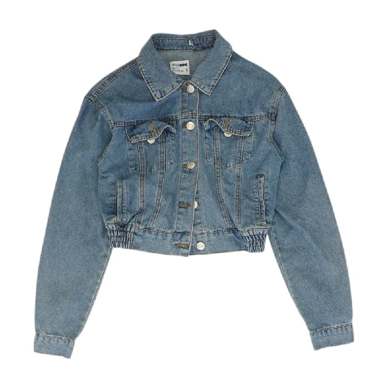 Buy Now Blue Solid Denim Jacket