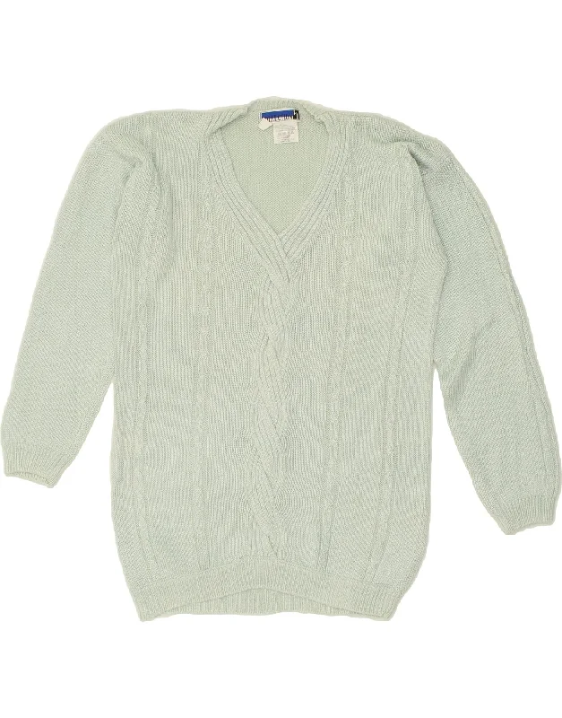 Act Fast COLLECTION Womens V-Neck Jumper Sweater UK 10/12 Small  Green Ramie