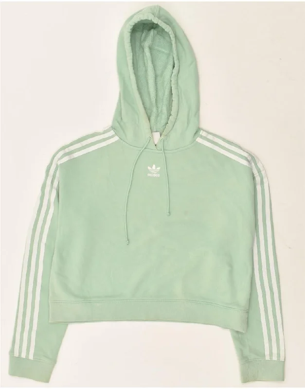 Anniversary Sale ADIDAS Womens Oversized Crop Hoodie Jumper UK 8 Small Green Cotton