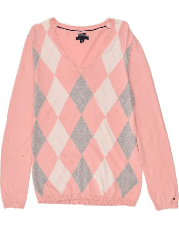 Extra Savings TOMMY HILFIGER Womens V-Neck Jumper Sweater UK 14 Large Pink
