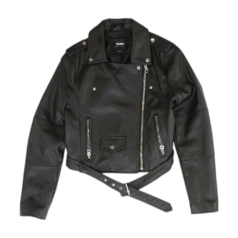Last Chance Black Solid Faux Leather Jacket