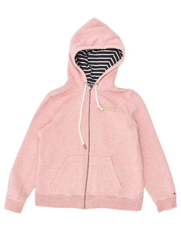 Limited Time TOMMY HILFIGER Womens Graphic Zip Hoodie Sweater UK 10 Small Pink Cotton Limited Time TOMMY HILFIGER Womens Graphic Zip Hoodie Sweater UK 10 Small Pink Cotton